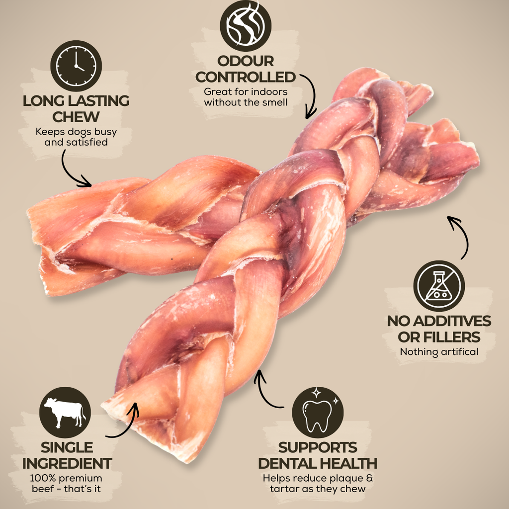 Bâtonnets de bœuf tressés standards naturels 6 po