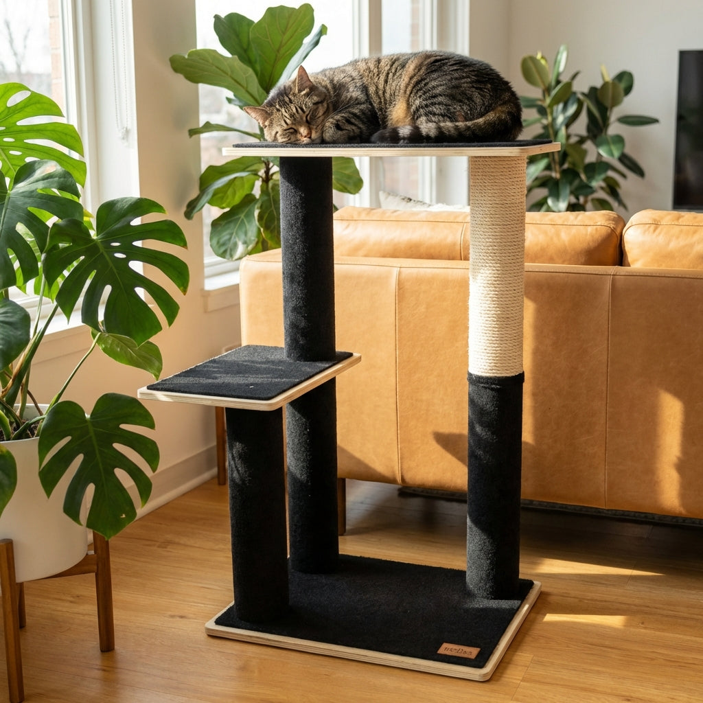 Plywood Cat Tree – 2 Tiers