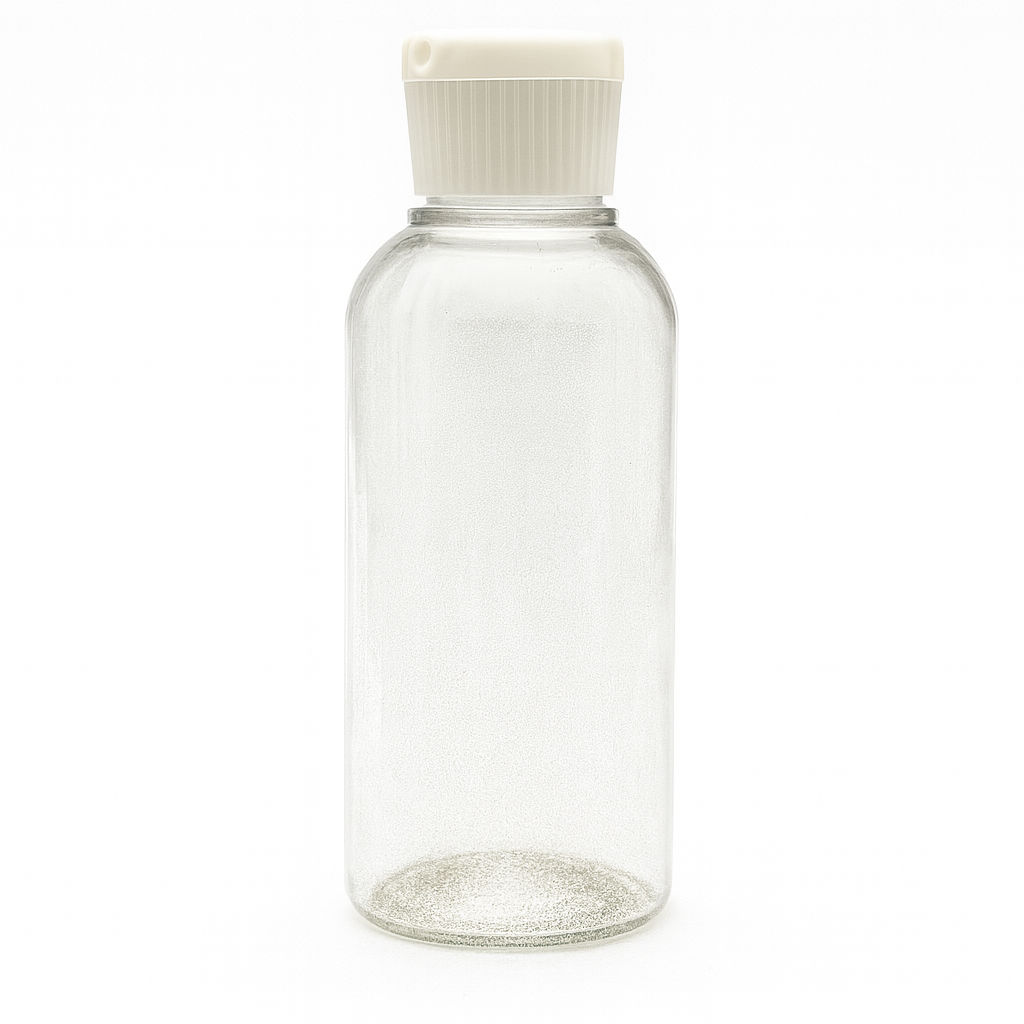 Bouteille transparente avec bouchon à clapet-125ml