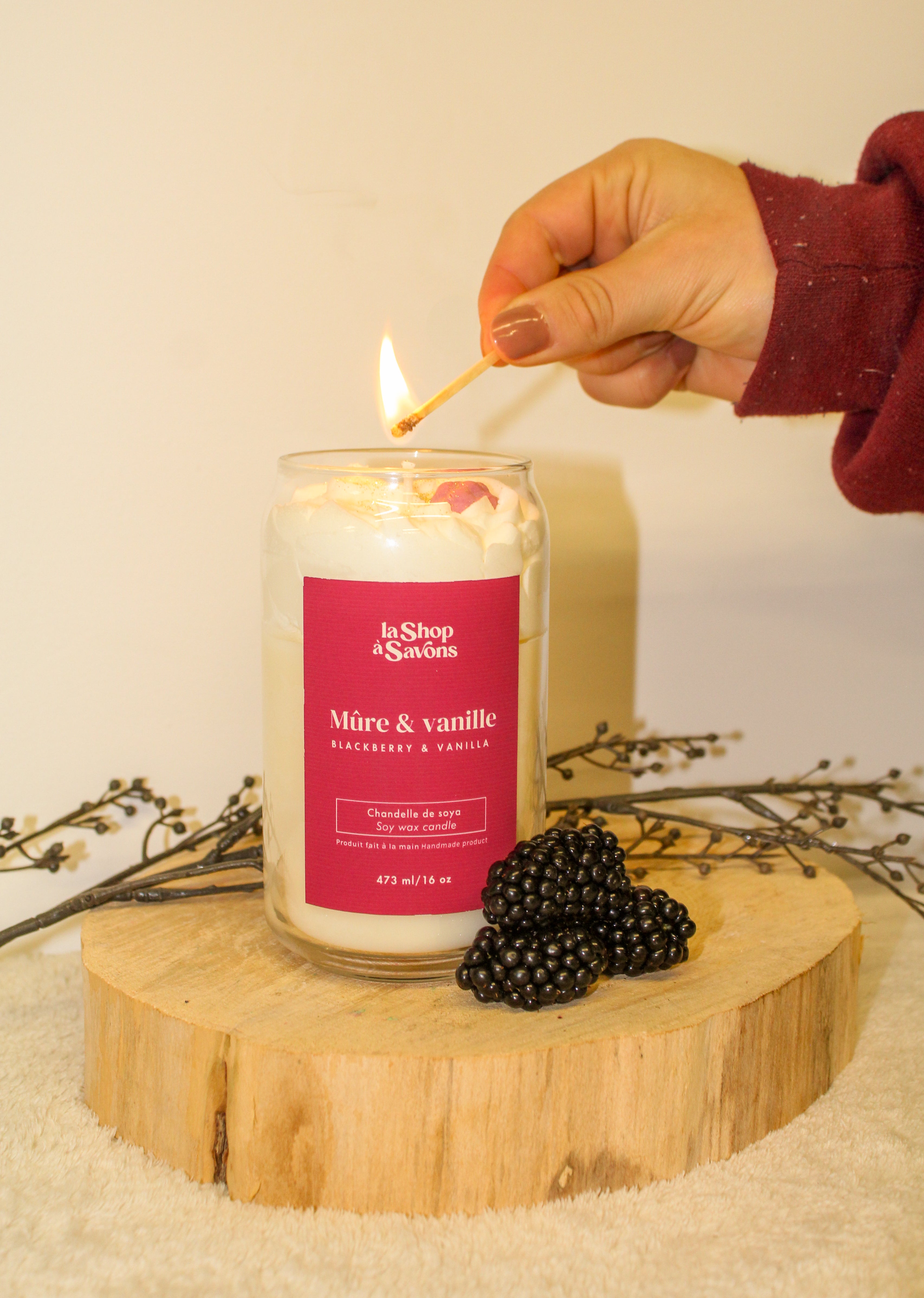 Chandelle de soya 16 oz - Mûre & Vanille