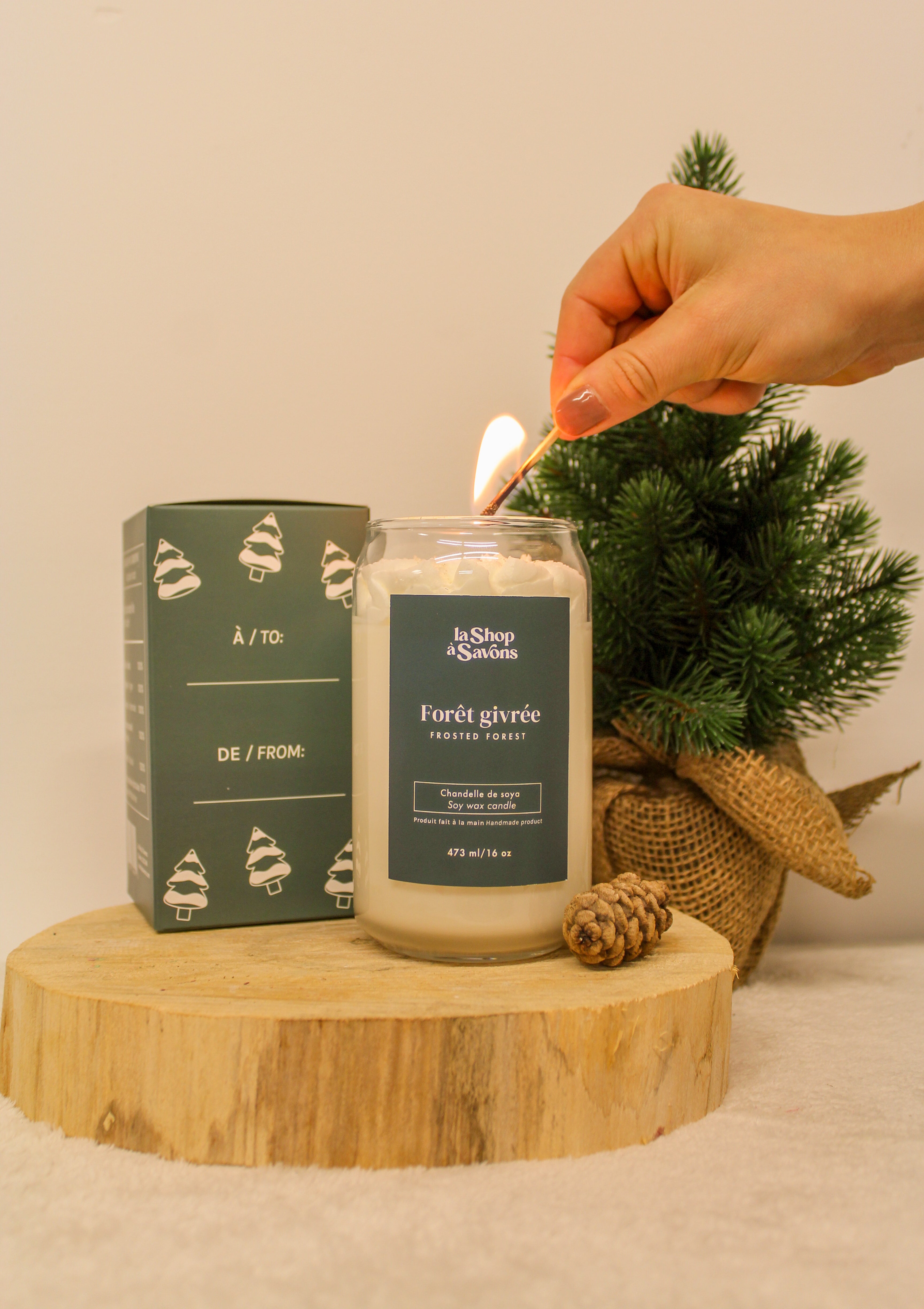 Chandelle de soya 16 oz - Forêt givrée