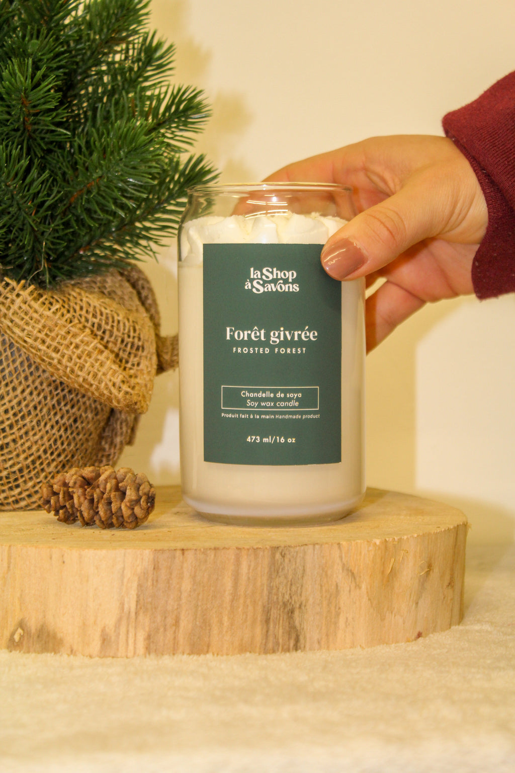 Chandelle de soya 16 oz - Forêt givrée