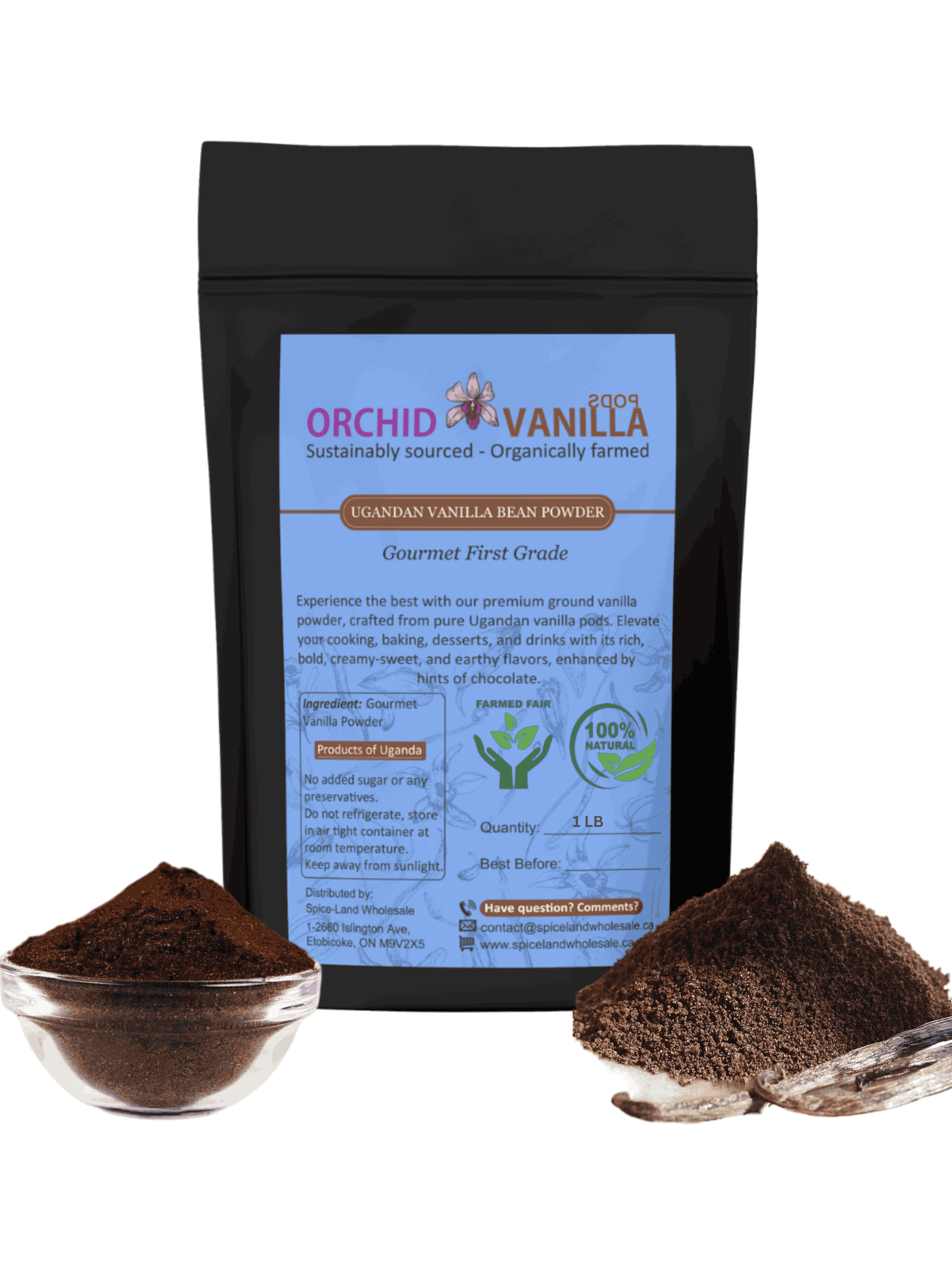 Poudre de gousses de vanille gourmet d'Ouganda - Grade A