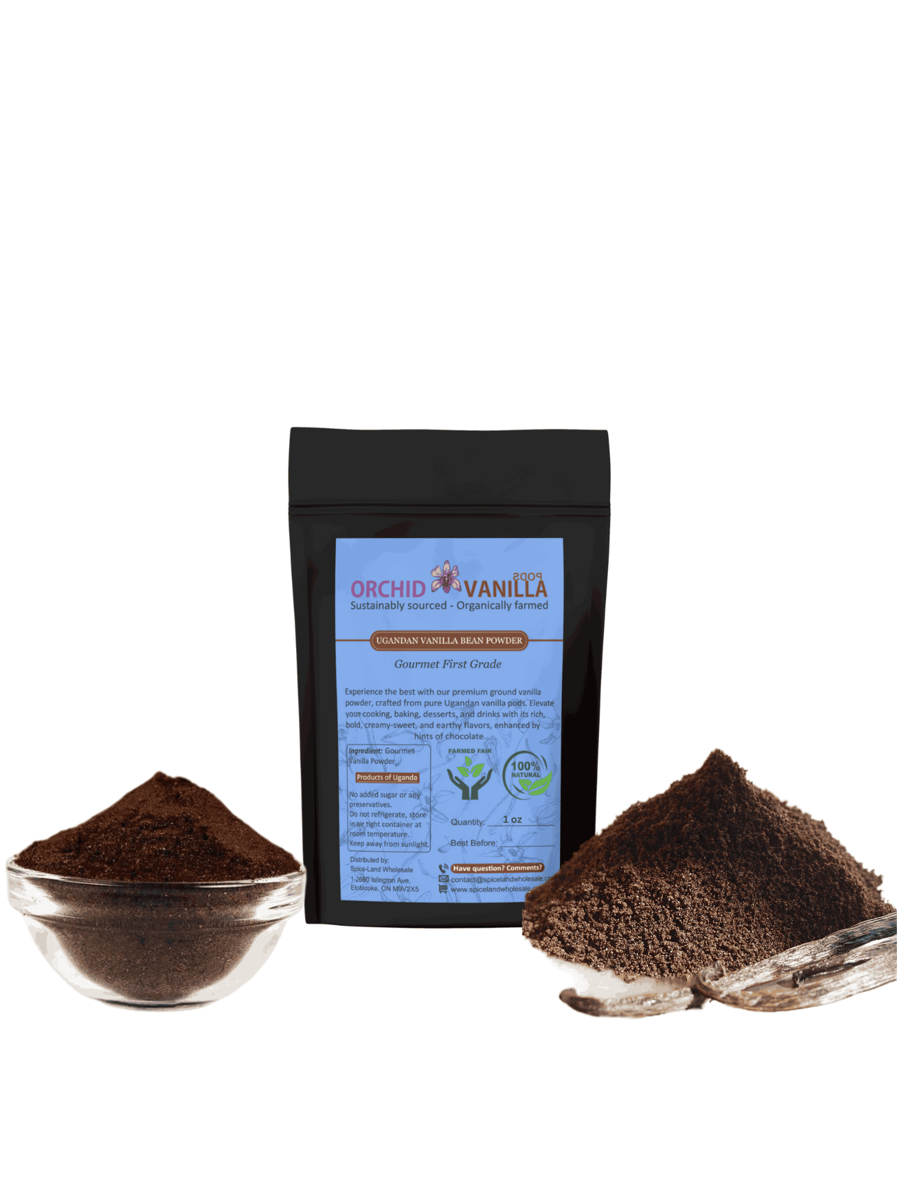 Poudre de gousses de vanille gourmet d'Ouganda - Grade A
