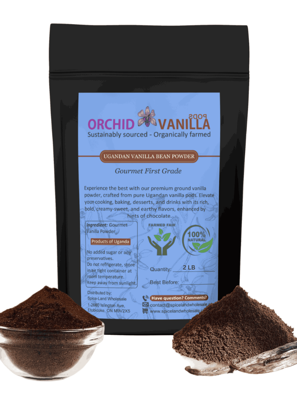 Poudre de gousses de vanille gourmet d'Ouganda - Grade A