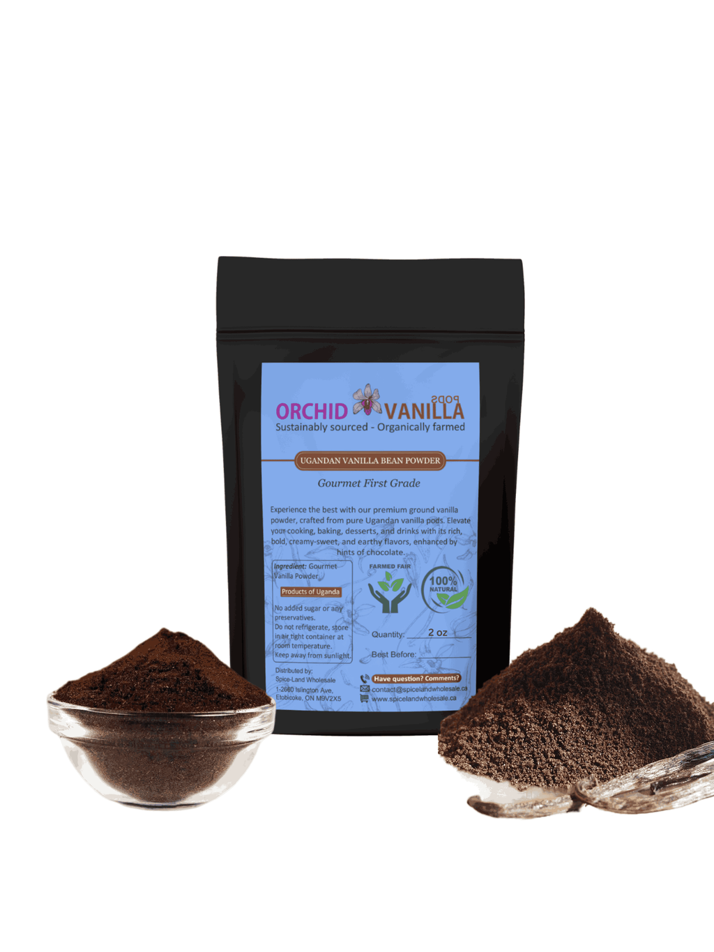 Poudre de gousses de vanille gourmet d'Ouganda - Grade A