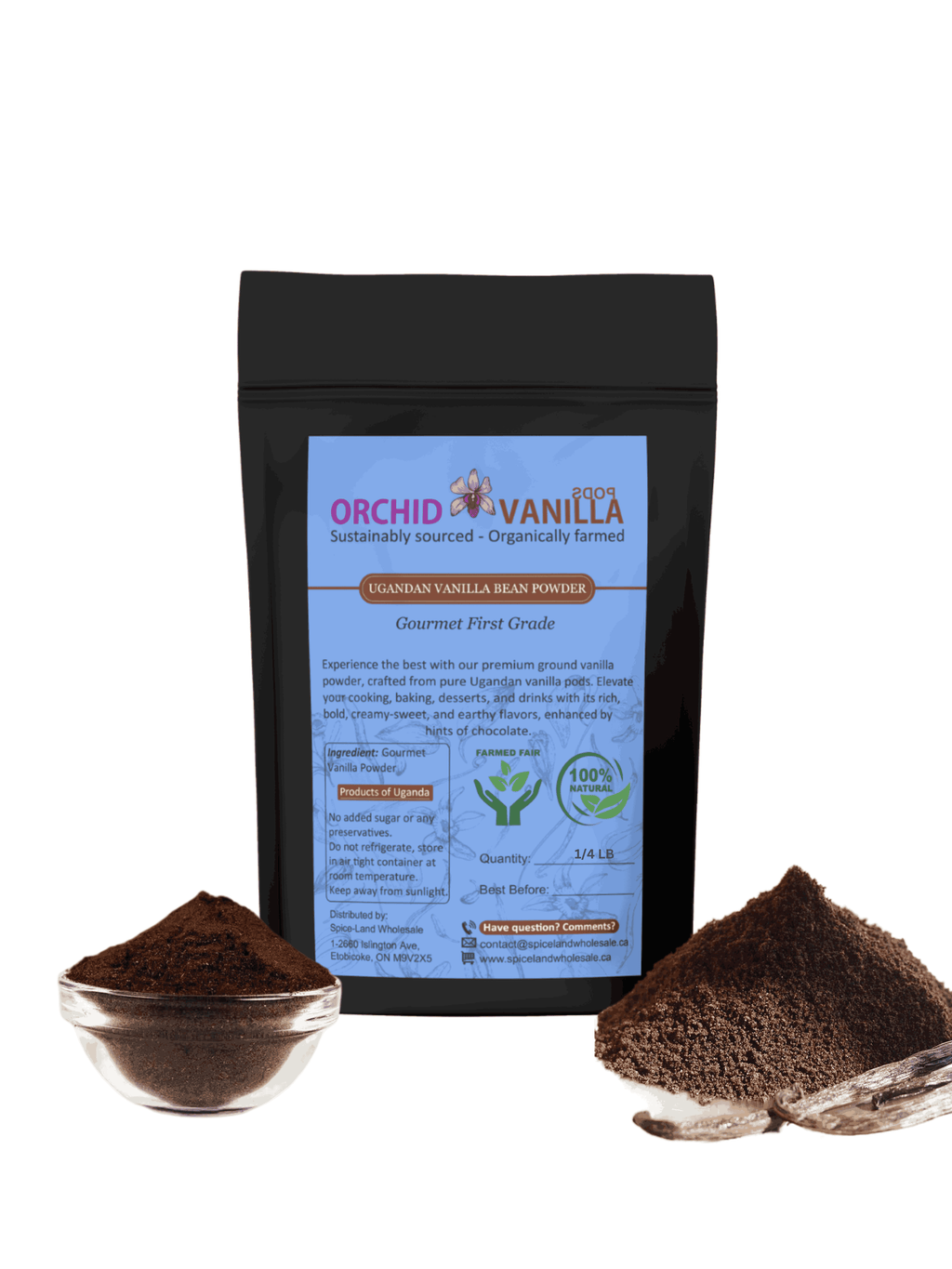 Poudre de gousses de vanille gourmet d'Ouganda - Grade A