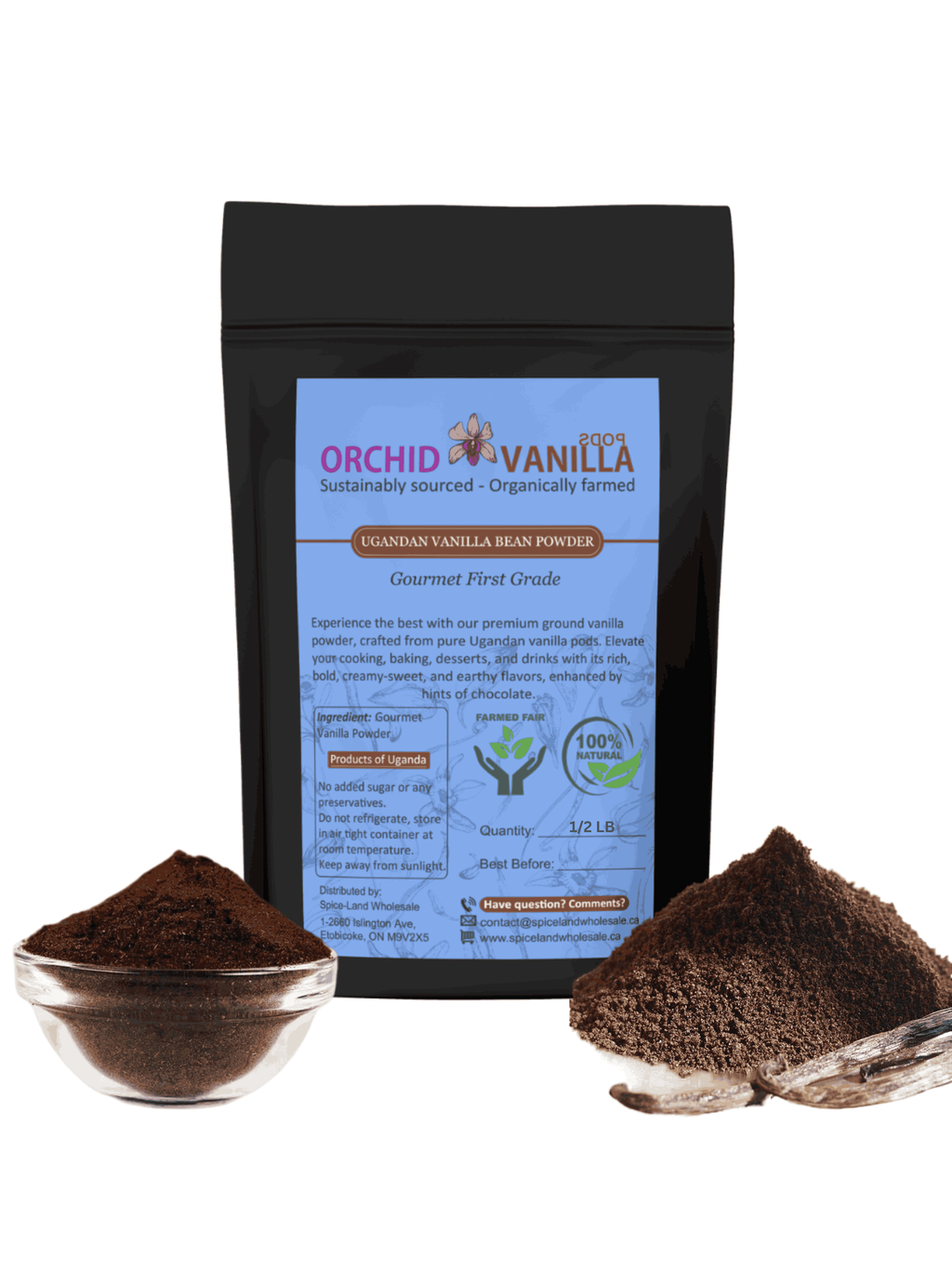 Poudre de gousses de vanille gourmet d'Ouganda - Grade A