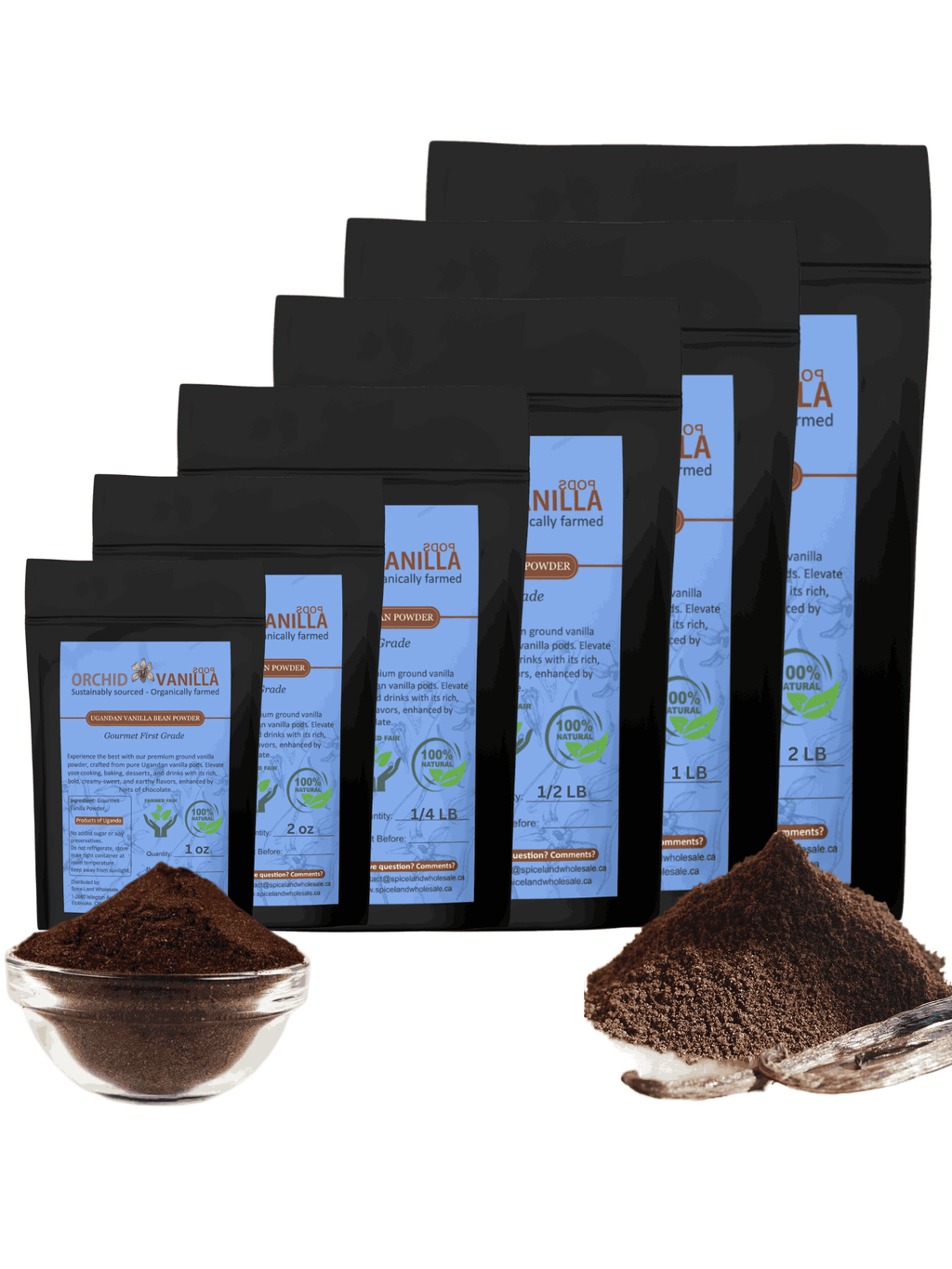 Poudre de gousses de vanille gourmet d'Ouganda - Grade A