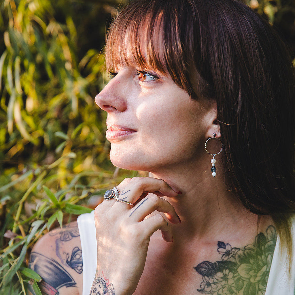 Boucles d’oreilles en pierres naturelles et perles